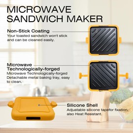 Microwave Toastie Sandwich Maker, Microwave Toaster, Sandwich Maker, Panini Maker, Dishwasher Safe,NO Electricity,Wireless,Time Saving,Fast,Toastie Safe in Microwave Oven