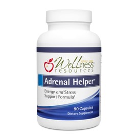 Wellness Resources Adrenal Helper - Adaptogen Supplement for Stress Tolerance, Mood, Energy with Cordyceps Mushroom, Rhodiola, OciBest Holy Basil, Eleuthero, and Gamma Oryzanol (90 Capsules)