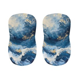 FUIALDOLG Bar Stool Cover Stretch Counter Stools Pub Chair Slipcover for Dining Room Removable Anti-Scratches Spills Chair Covers for Dining Room Chairs Set of 2 Blue Waves Print