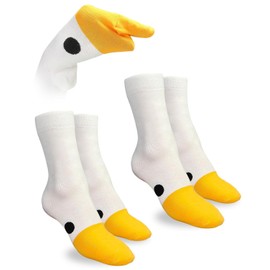 LOZTBUE 2 Pairs of Goose Socks, Novelty Funny Animal Socks, Creative Duck Socks, Casual Cotton Socks, Crew Socks, Women, Men, Boys, Girls, Fancy Dress Party Gifts