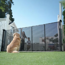 Retractable Baby Gates Dog Gate for Stairs, 100" Wide Retractable Gate Mesh Pet Gate, 41" Extra Tall Child Safety Gate with Fiberglass Rods for Stairways, Doorways, Hallways, Indoor/Outdoor