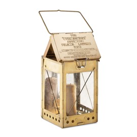 Kings County Tools Candle Lamp - Vintage Style Foldable Brass Camping Lantern with Hanging Handle - Foldable Portable Lamp for Emergency Candle or Home Survival Gear Emergency Kit
