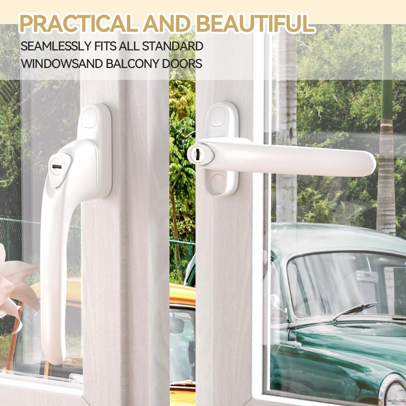 Bwintech 2 Pcs in-Line White UPVC Aluminium Window Handle, 43mm