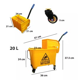 Dalpro Cubeta De Carrito Con Exprimidor 20 Litros Color Amarillo