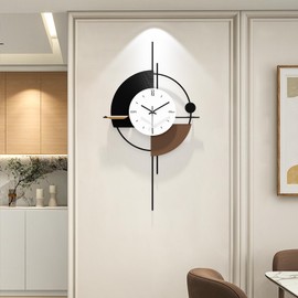 HEBOIX Modern Wall Clock for Living Room,Large Decorative Wall Clock,Digital Creative Silent Clock Battery Operated for Kitchen/Entryway/Bedroom/Office/Dinning Room Metal Wall Decor 18"X31"