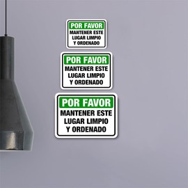 Classic Framed Plus Por Favor Mantener Este Lugar Limpio Y Ordenado Door or Wall Sign | Spanish Business Signage - Large