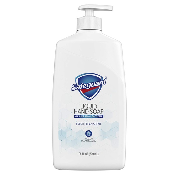 Safeguard Liquid Hand Soap, Micellar Deep Cleansing, Fresh Clean Scent | Washes Away Bacteria - 25 Ounce Bottle (Pack of 1)