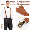 Silicherry 2 Pcs Mens Suspenders Brown Leather Suspenders Adjustable X