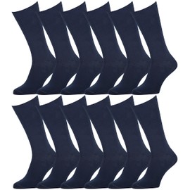 Easton Marlowe Mens Blue Dress Socks (12-Pack) Navy Cotton Solid Color Socks Size 6-9 (7-3)