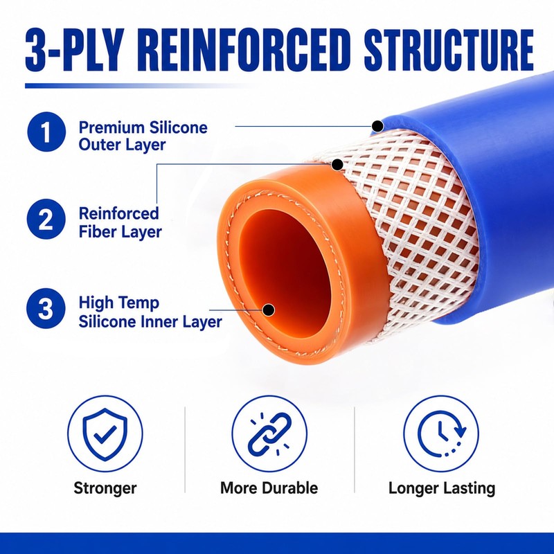 5/8" ID Silicone Heater Hose 5ft, 5 Clamps 10 Zip