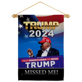 Ornament Collection Trump Flag Wood Dowel Pole Kit Wall Scroll Hanging Home Rally Survivor 2024 President 47 MAGA Sign Room Poster Patriotic Decoration, Republican Gifts Made in USA