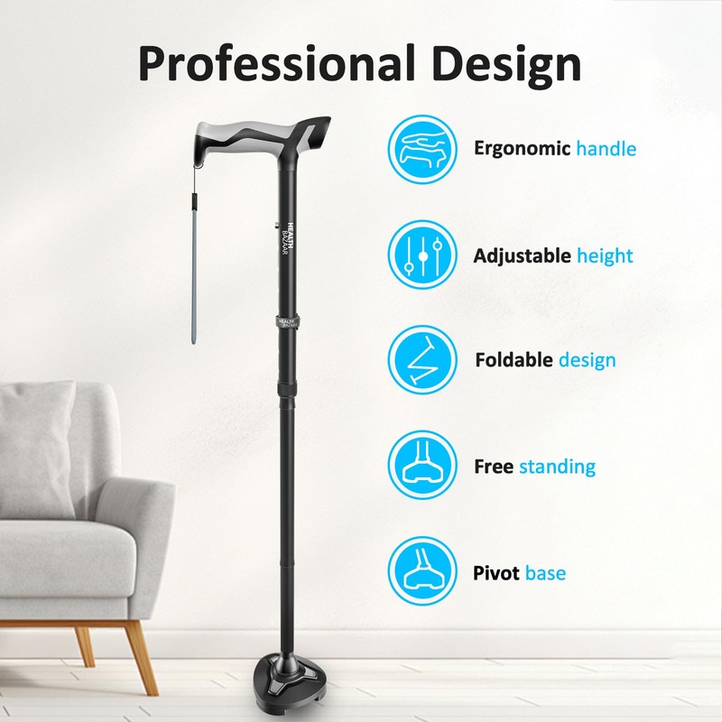 HEALTHBAZAAR Walking Cane for Men & Women - Self Standing
