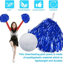 FGen 12pcs Cheerleading Pompoms for Girls Cheerleading Pompoms Multicolor Pompoms for Girls Cheer Leader for Sports Game Stage Performance