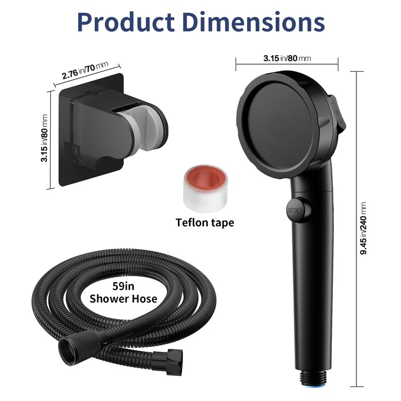 HANLIAN On/Off Pause Camper Shower Head with Filters, Detachable Shower