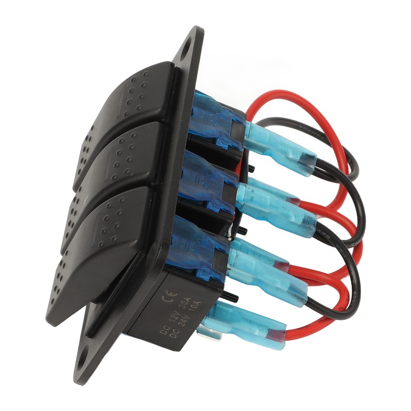 3 Gang Rocker Switch Panel IP65 Waterproof DC12‑24V Blue Light