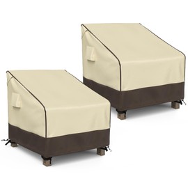 MR. COVER Patio Chair Covers Waterproof, Outdoor Furniture Covers for Rocking & Adirondack Chairs, Fits up to 32"W x 37"D x 36"H, Moisture-proof & UV-protection, Brown & Khaki, 2 Pack