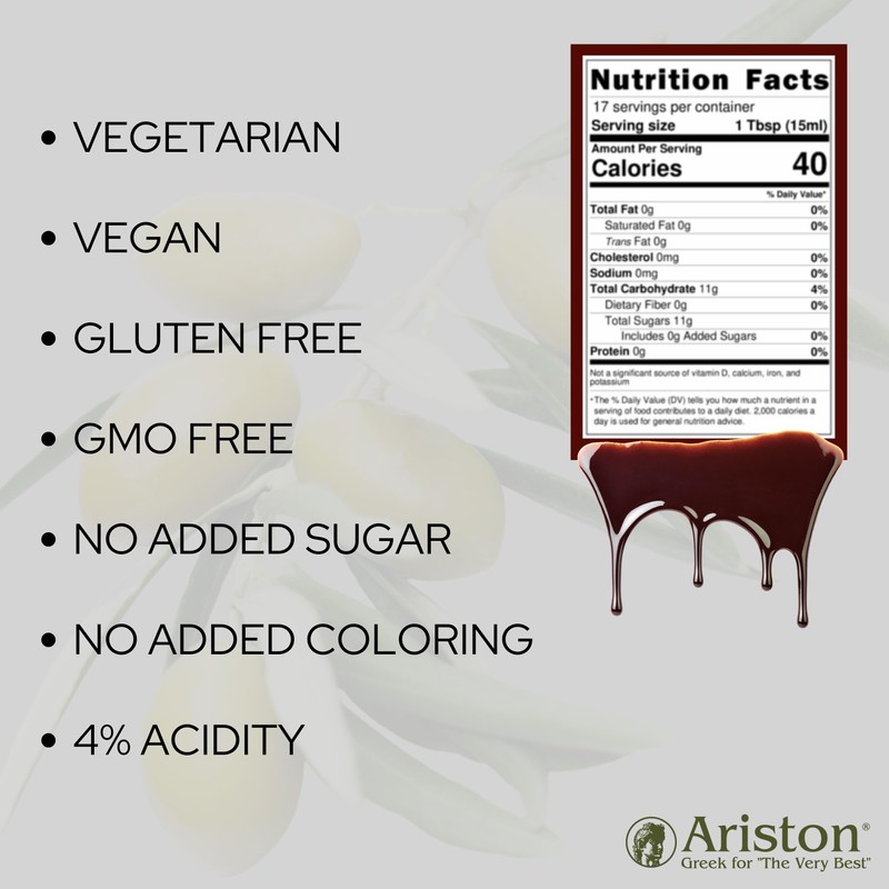 Ariston Fig Infused Balsamic (Sweet) 8.45oz Organic Product of Modena,