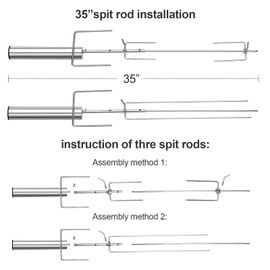 Awkpow Electric Motor Universal Grills Rotisserie Kit, Cordless Portable Rotisserie, Adjustable Length, Battery Powered, Roaster Stand for Pork, Chicken Cooking, Outdoor Party Campfire Barbecue