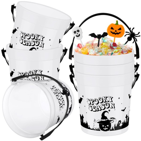 Bucherry 6 Pcs Halloween Trick or Treat Bucket with Handle