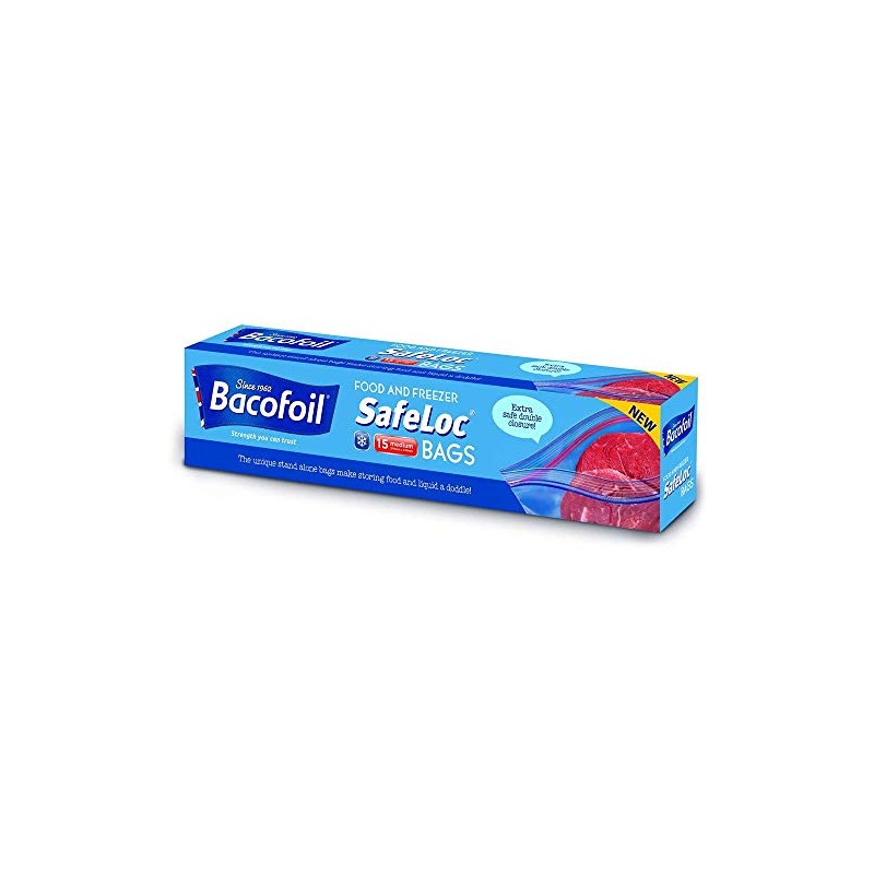 Bacofoil 15 Double Seal Safeloc Food & Freezer Bags Medium