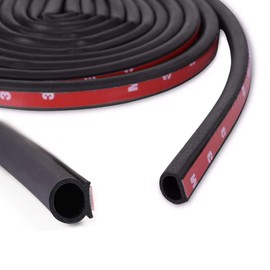 10Ft D-Shape Rubber Weather Stripping 1/2"×7/16" Heavy Duty Rubber Seal Weatherstrip Hollow with Bulb Door Gasket Strip(Self-Adhesive) for Automotive Truck RV Door Window Soundproof