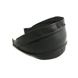 VINGTAINE HK-306-BK- 2-Way Headband with Faux Leather, Wide, Synthetic Leather, Hair Accessories, Elegant, Adult Casual