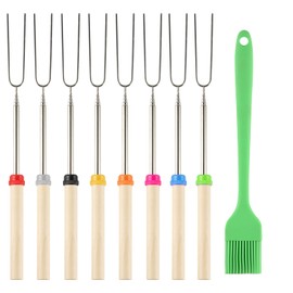 8 Pcs Extendable Marshmallow Toasting Forks Sticks, 12" - 32" Retractable Marshmallow Roasting Sticks, Smores Sticks for Fire Pits Campfire, Stainless Steel Barbecue Forks for Hot Dogs BBQ Skewers