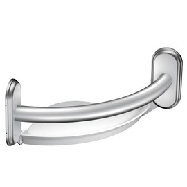 Moen LR2354DCH Bathroom Safety 9-Inch Curved Bathroom Grab Bar with Integrated Corner Shelf, Chrome