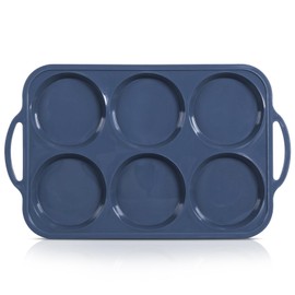 Vnray 4 Inch Jumbo Silicone Muffin Top Pan with Metal Frame, Non Stick Silicone Egg Mold for Oven, Large Whoopie Pie Baking Pan with Handle for English Breakfast Sandwich, Egg Bite, Bun Tart, Grey