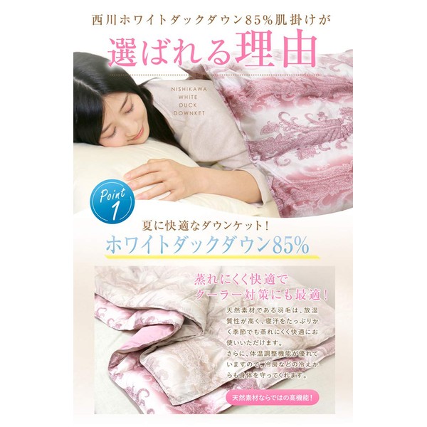 Showa Nishikawa Down Skin Futon Down Blanket, 85% Duck Down,