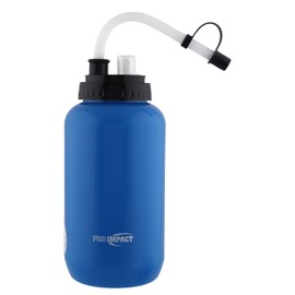 Pro Impact Squeezable Water Bottle Bendable Long Straw Spray cap - LDPE BPA Free Plastic - Hydration Baseball Hockey Gym MMA Yoga Boxing Cycling Softball Football Lacrosse (35.5 Oz.) (Blue)
