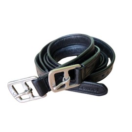 LEXNEL Non-Stretch Soft Stirrup Leather with Stainless Steel Hardware 1 Pair Pack of 2 (48 Inch - Black)