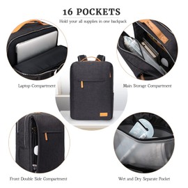 Hp hope Laptop Backpack for Women, 15.6 Inch Work Backpack with USB Port, Water Resistant Backpack for Travel, College, Commuter, Business