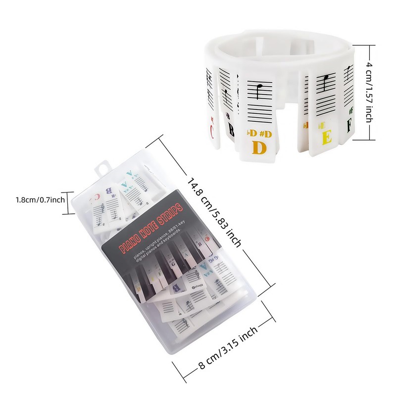NALU 88-Key Piano Note Stickers - Removable Silicone Keyboard Labels