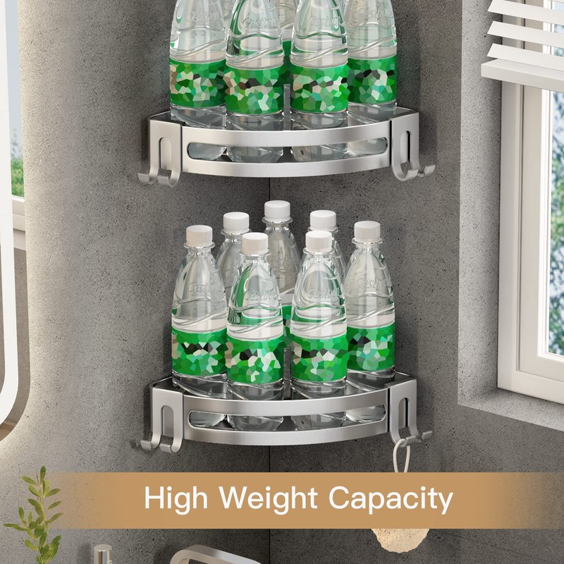 VOLPONE Corner Shower Shelves with Hooks Shower Storage Rack Rustproof