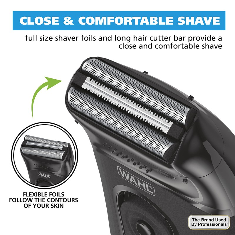 Wahl Compact Rechargeable Lithium Ion Shaver Kit with Hygienic Rinseable