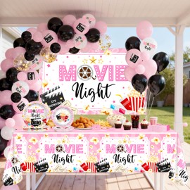 Pink Movie Night Party Decorations Tableware Set Serve 24