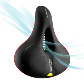 ROCKBROS Comfortable Bike Seat Bicycle Saddle for Men Women Waterproof Wide Soft Bike Cushion Dual Shock Absorbing Bike Accessories Fit for Mountain Road Bike with Reflective Strip