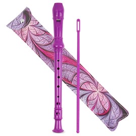 Lvkjafaz Recorder Instrument for Beginner Adults,8-Hole Soprano Descant Recorder Music Flute with with Cleaning Rod & Leather Case For Home Entertainment(2-Purple Fractal Flower)