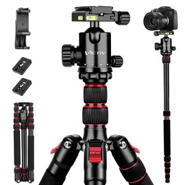 Camera Tripod, 80" Aluminum Heavy Duty Camera Tripod Stand with 360° Ball Head, Phone Holder & Carry Bag, Professional Camera Tripods & Monopods for Camera, Phone, 34lb Max Load