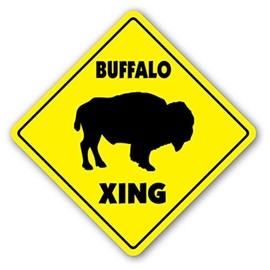 1080 Graphics Buffalo Crossing Sign Novelty Gift Animals Farm Grazing Meat Funny Bison Bill Sticker 8"x8"