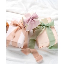 AOKSUNOVA Ribbon Eucalyptus Green 2.5 cm x 18.9 m Gift Ribbon Wedding Chiffon Ribbon Fabric Ribbon