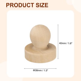 PATIKIL 38mm Stamp Wood Round Handle, 10Pcs Wooden Knobs Stamp Mounts Drawer Pulls for Making DIY Crafting Scrapbooking, Brown