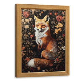 LLEEMPI William Morris Wall Art, Vintage Botanical Floral Wall Decor, Fox Flower Canvas Painting, Abstract Nature Botanical Aesthetic Picture for Living Room Bedroom Hallway Wood Framed 8x10 inch