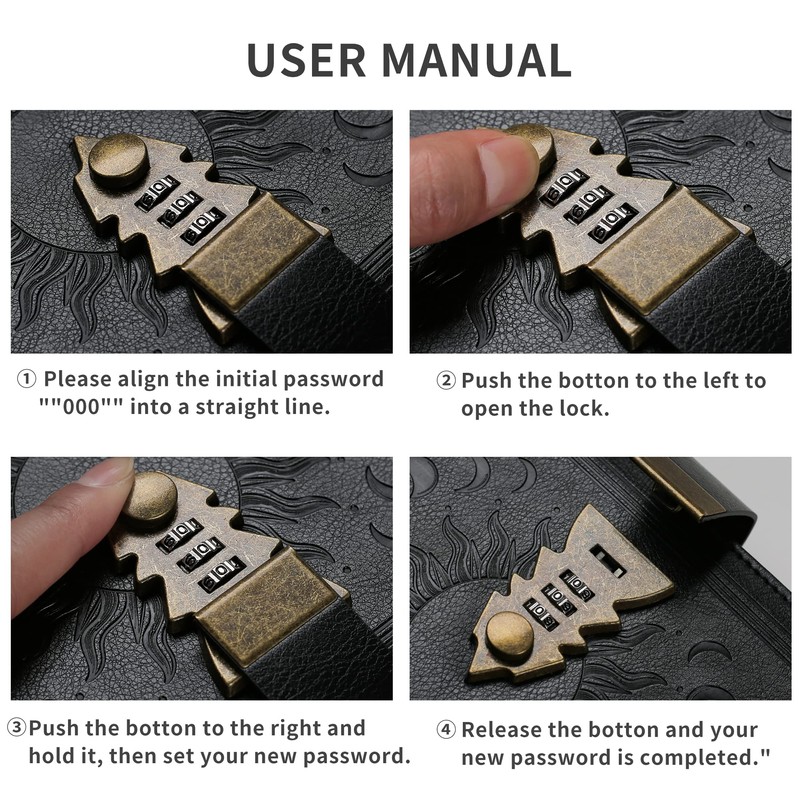 ZXHQ Lock Diary with Pen, A5 Ruled 240 Pages PU