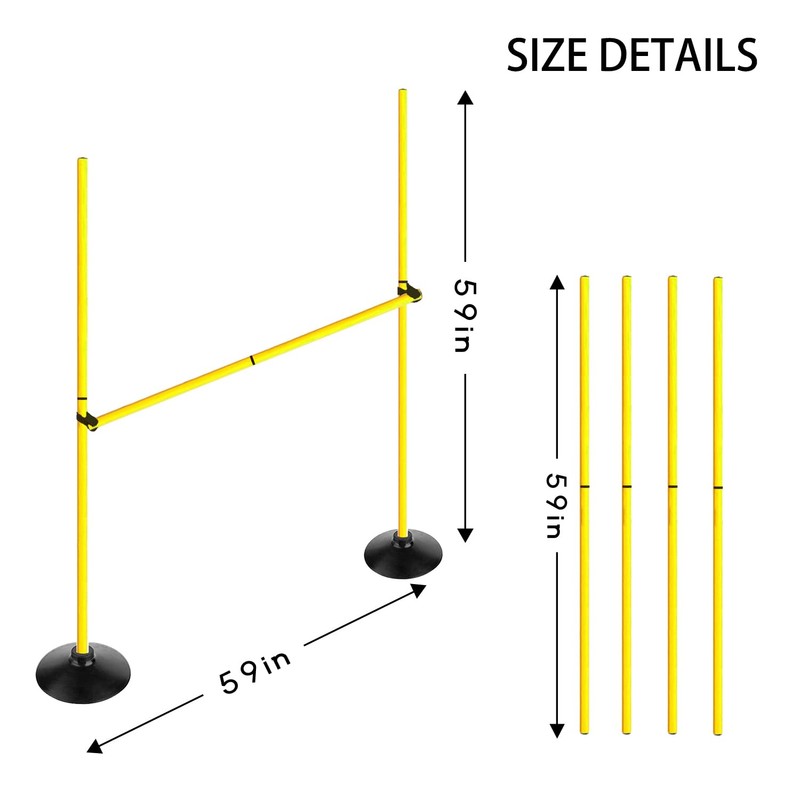 Voodans Adjustable Height Agility Hurdle Set Multi-Function Soccer Trainning Pole