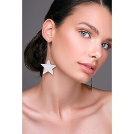 Gold Sterling Silver Star Earrings & Crescent Moon Earrings Gift, Moon Phase Large Statement Earrings, Non-Matching Earrings, Hypoallergenic Earrings Mother's Day Gift for Women