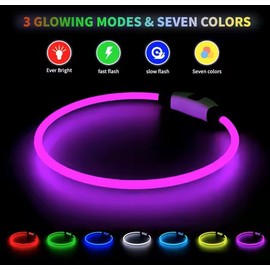 Hundehalsband mit LED-Licht, TPU-Material, wasserdicht, für Haustiere, Katzen, Hunde, Nachtsicherheit, leuchtet im Dunkeln, wiederaufladbar über USB, verstellbare Größe.