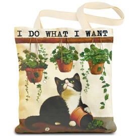 Gifts for Mum, Canvas Tote Bag,Tote Bags for Women, Aesthetic Cat Gift Bag with Sturdy Shoulder Straps, Cute Fabric Tote Bag with Graden Cat Pattern for Women Ladies Girls Working