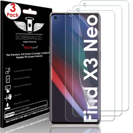TECHGEAR [3 Pack Screen Protector fits Oppo Find X3 Neo 5G [Screen Angel Edition] [Case Friendly] [Bubble Free] [FULL Screen Coverage] HD Clear Flexible TPU Film